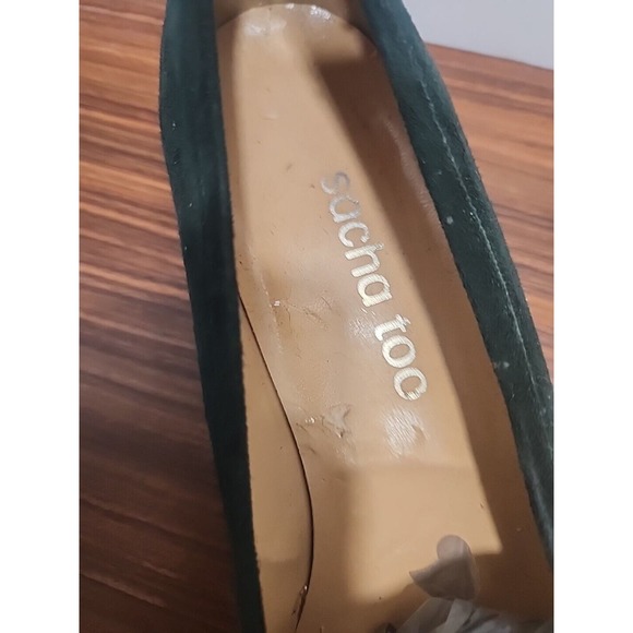 Sacha Too Women's Green Soft Suede Shoes W‎ Gold Chains size 8 AA - Picture 6 of 9